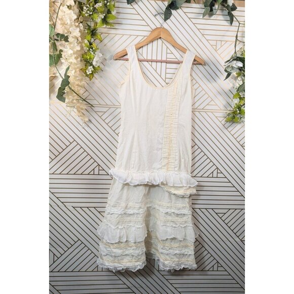 YANTHA Dress Ivory Victorian Style Romantic Lace Beach Wedding Boh Ruffle Tier - Picture 1 of 6